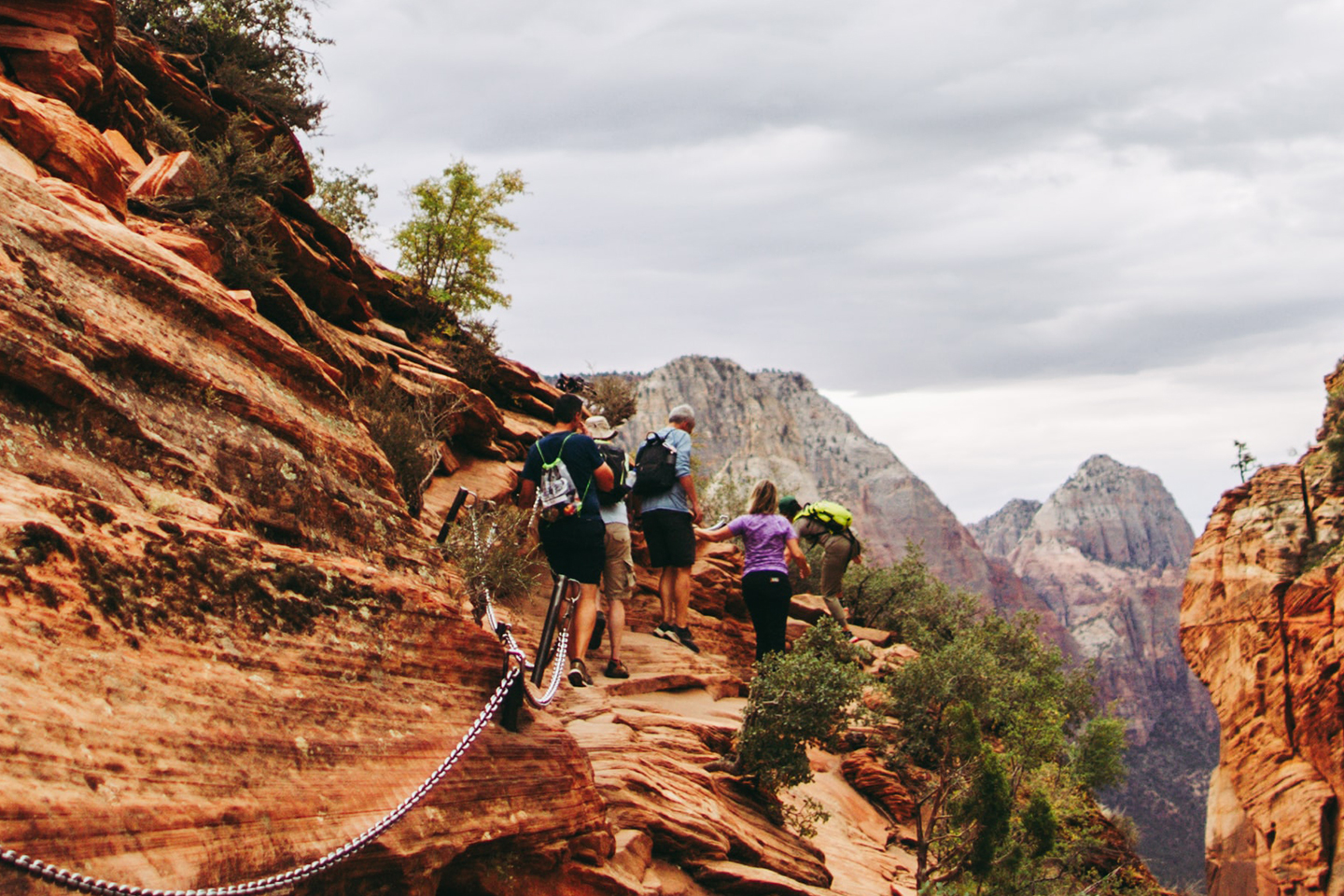 Group hiking in Utah